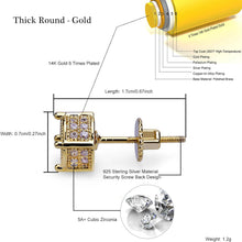 Load image into Gallery viewer, YOSZO Screw Back Earrings 14K Gold Plated 5A+ Cubic Zirconia Cluster Round Diamond Screw On Stud Earrings For Men Women Aretes De Hombre