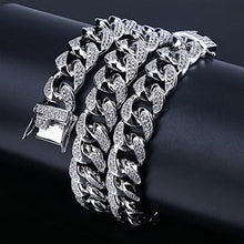 Charger l&#39;image dans la galerie, YOSZO 14mm 18K Gold Plated Prong Setting Iced Out Miami Cuban Link Chain Choker Necklace for Men and Women Hip Hop(14mm White Gold, 18)