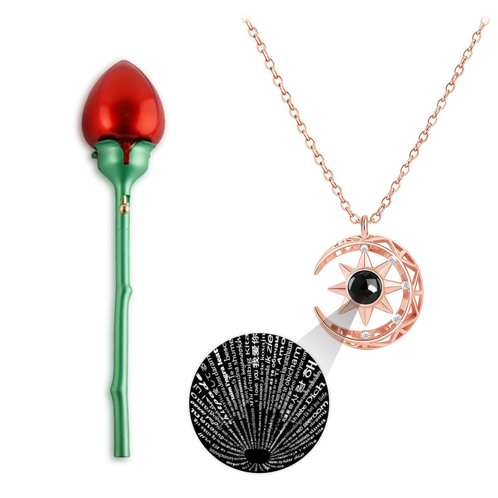 100 Languages I Love You Necklace for Women, Personalized Name Projection Pendant Jewelry, Customizable Romantic Gift for Mom Wife Girlfriend on Valentine's Day, Anniversary, Birthday