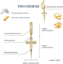 Load image into Gallery viewer, YOSZO Cross Hoop Dangle Earrings 925 Sterling Silver 5A+ Cubic Zirconia 14K Gold Hypoallergenic Cross Hoop Cuff Huggie Drop Earrings For Men Women