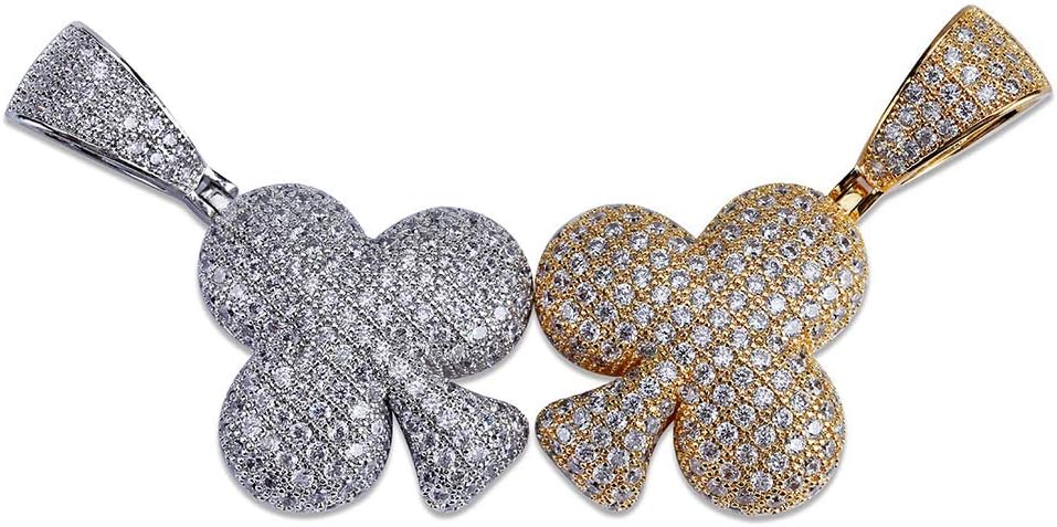 YOSZO Iced Out Club Diamond Heart Spade Playing Cards Simulated Lab diamonds Pendant Necklace