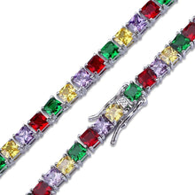 Load image into Gallery viewer, YOSZO 1 Row 4MM Gold Silver Plated Diamond Iced Out Chain Macro Pave Rainbow Square CZ Hip Hop Tennis Necklace and Bracelet