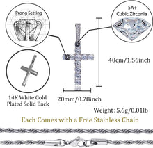 Load image into Gallery viewer, YOSZO Cross Necklace for Men Gold Necklace for Women Gold Heart Cross Jewelry 14K Silver Plated Solid Iced Cubic Zirconia Stainless Steel Pendant Chain