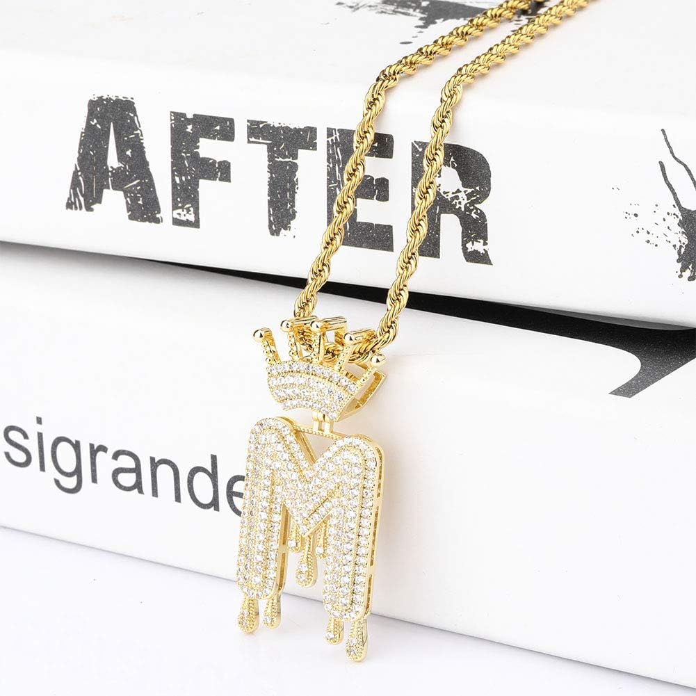 YOSZO Initial Necklaces for Women 18K Plated Gold Initial Necklace for Men Silver Iced Out Diamond Name Letter Necklace