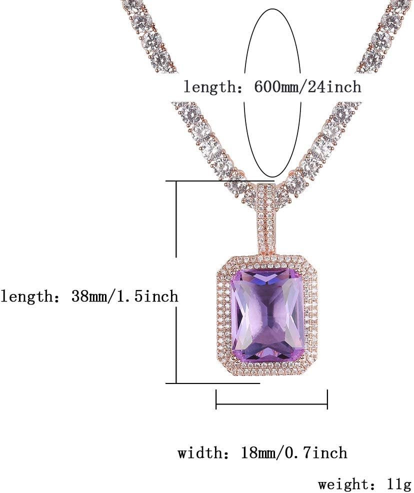 YOSZO Hip Hop 6 Colors Solitaire Pendant Cubic Zirconia Halo Pendant Necklace with Solid Back…