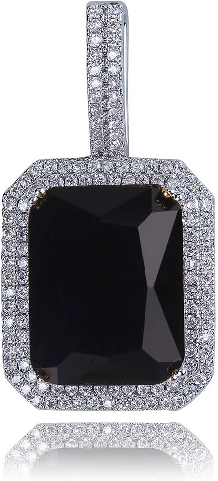 YOSZO Hip Hop 6 Colors Solitaire Pendant Cubic Zirconia Halo Pendant Necklace with Solid Back…