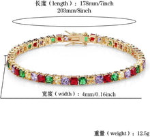 Load image into Gallery viewer, YOSZO 1 Row 4MM Gold Silver Plated Diamond Iced Out Chain Macro Pave Rainbow Square CZ Hip Hop Tennis Necklace and Bracelet