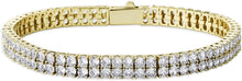 Charger l&#39;image dans la galerie, YOSZO 2 Row Tennis Bracelet Iced Out Bling Cubic Zirconia Lab Simulated Diamond Bracelet14K Gold Plated Wrist Chain Hip Hop Jewelry for Men Women