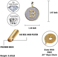 Load image into Gallery viewer, YOSZO Gold Pendant Necklace Men Rope Bitcoin Chain Iced out 14K Gold Plated Cryptocurrency Gold Necklace for Women Stainless Steel Necklace