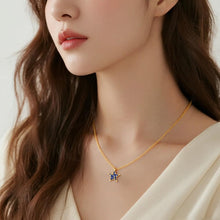 Load image into Gallery viewer, Midnight Sky Necklace for Women, 14K Gold Plated 925 Sterling Silver Star &amp; Moon Pendant, Deep Blue Zirconia with White Sparkling Stones, Adjustable Celestial Jewelry Gift for Lover