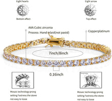 Laden Sie das Bild in den Galerie-Viewer, YOSZO 1 Row AAA Gold Silver All Iced Out Tennis Bling Lab Simulated Diamond Bracelet