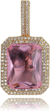 Laden Sie das Bild in den Galerie-Viewer, YOSZO Hip Hop 6 Colors Solitaire Pendant Cubic Zirconia Halo Pendant Necklace with Solid Back…