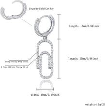 Charger l&#39;image dans la galerie, YOSZO Iced Out Dangle Hoop Earrings 14K Gold Silver 5A+ Cubic Zirconia Star Pin Lock Key Cartilage Hoop Dangle Drop Earrings For Men Women