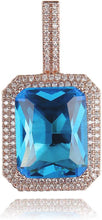 Laden Sie das Bild in den Galerie-Viewer, YOSZO Hip Hop 6 Colors Solitaire Pendant Cubic Zirconia Halo Pendant Necklace with Solid Back…
