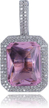 Laden Sie das Bild in den Galerie-Viewer, YOSZO Hip Hop 6 Colors Solitaire Pendant Cubic Zirconia Halo Pendant Necklace with Solid Back…