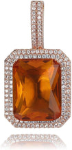 Laden Sie das Bild in den Galerie-Viewer, YOSZO Hip Hop 6 Colors Solitaire Pendant Cubic Zirconia Halo Pendant Necklace with Solid Back…