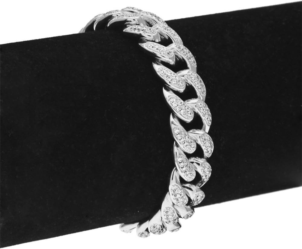 YOSZO 14mm 18k Gold Plated All ICED Out Simulated Diamond Miami Cuban Chain Bracelet 8"