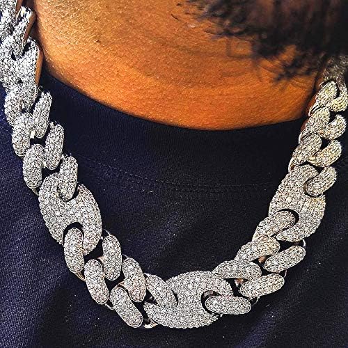 YOSZO Gold Chain for Men Choker Necklace Iced out Cuban Link Chain Hip Hop 14K Gold Plated Cubic Zirconia 20mm Miami Cuban Spring Ring Clasp Gold Jewelry