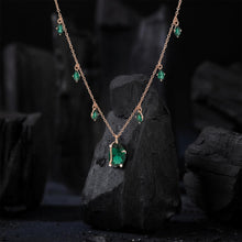 Load image into Gallery viewer, Dainty Necklace for Women, Rose Gold Plated S925 Sterling Silver Chain with Green Gemstone Teardrop Pendant, Adjustable Minimalist Birthstone Gift for Her