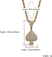 Laden Sie das Bild in den Galerie-Viewer, YOSZO Iced Out Club Diamond Heart Spade Playing Cards Simulated Lab diamonds Pendant Necklace