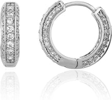 Carica l&#39;immagine nel visualizzatore di Gallery, YOSZO Gold Hoop Earrings for Women 18K Gold Plated Iced Out Silver Huggie Earrings for Men Hypoallergenic CZ Diamond Earrings