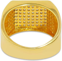 Laden Sie das Bild in den Galerie-Viewer, YOSZO 18k Gold Plated Hip Hop Iced Out Square Bling Ring Cubic Zirconia Statement Wedding Band Ring for Women Men