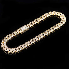 Carica l&#39;immagine nel visualizzatore di Gallery, YOSZO Hip Hop 14MM Cuban Link Chain 6 Times 14k Gold Plated Iced Out Bling Round Carre Baguette Cut CZ with Prong Setting Simulated Diamond Chain Necklace for Men