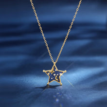 Load image into Gallery viewer, Midnight Sky Necklace for Women, 14K Gold Plated 925 Sterling Silver Star &amp; Moon Pendant, Deep Blue Zirconia with White Sparkling Stones, Adjustable Celestial Jewelry Gift for Lover
