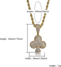 Laden Sie das Bild in den Galerie-Viewer, YOSZO Iced Out Club Diamond Heart Spade Playing Cards Simulated Lab diamonds Pendant Necklace
