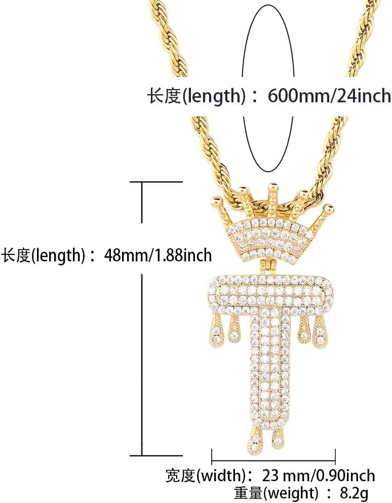 YOSZO Initial Necklaces for Women 18K Plated Gold Initial Necklace for Men Silver Iced Out Diamond Name Letter Necklace