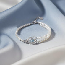 Load image into Gallery viewer, Blue Topaz Birthstone Bracelet for Women, December Birthstone 925 Sterling Silver Wave Pendant, Adjustable Bead Bracelet Ocean Inspired Jewelry Gift