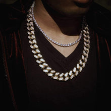 Charger l&#39;image dans la galerie, YOSZO 14mm/18mm 18K Gold Plated Iced Out CZ Lab Diamond Miami Mens Choker Cuban Link Chain for Women Necklace Hip Hop