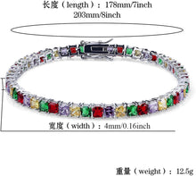 Laden Sie das Bild in den Galerie-Viewer, YOSZO 1 Row 4MM Gold Silver Plated Diamond Iced Out Chain Macro Pave Rainbow Square CZ Hip Hop Tennis Necklace and Bracelet