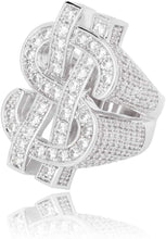 Laden Sie das Bild in den Galerie-Viewer, YOSZO Hip Hop Big US Dollar Sign Rings 18K Gold Plated Iced Out Cubic Zirconia Bling Pinky Ring for Men