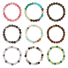 Load image into Gallery viewer, 9PCS Healing Crystal Bracelet Set for Women &amp; Men, 8mm Natural Stone Beaded Bracelets for Anxiety Relief, Good Luck &amp; Protection, Unisex Yoga Meditation Spiritual Jewelry Gift