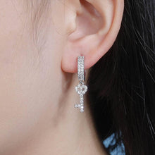 Charger l&#39;image dans la galerie, YOSZO Iced Out Dangle Hoop Earrings 14K Gold Silver 5A+ Cubic Zirconia Star Pin Lock Key Cartilage Hoop Dangle Drop Earrings For Men Women
