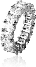 Carica l&#39;immagine nel visualizzatore di Gallery, YOSZO Iced Out Baguette Oval Ring Cubic Zirconia Diamond 14K Gold Silver Band Pinky Eternity Ring for Men Women