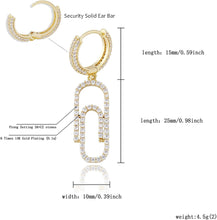Charger l&#39;image dans la galerie, YOSZO Iced Out Dangle Hoop Earrings 14K Gold Silver 5A+ Cubic Zirconia Star Pin Lock Key Cartilage Hoop Dangle Drop Earrings For Men Women