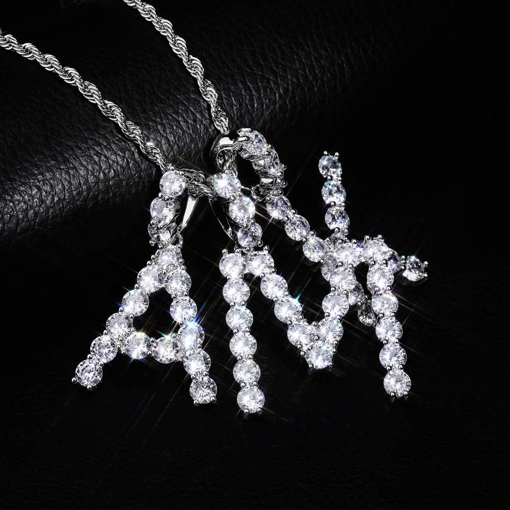 YOSZO Tennis Letter Chain Initial Pendant Necklace Silver Personalized Name Chain Necklace for Women Men