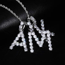 Carica l&#39;immagine nel visualizzatore di Gallery, YOSZO Tennis Letter Chain Initial Pendant Necklace Silver Personalized Name Chain Necklace for Women Men