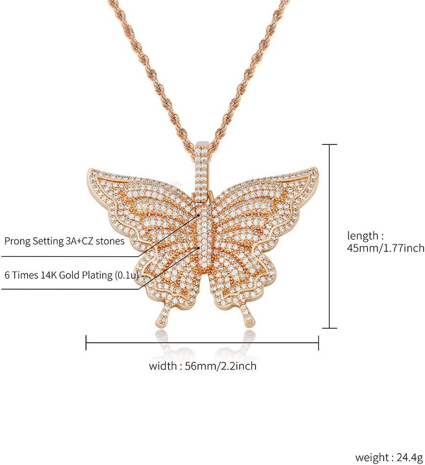 YOSZO Fully Iced Out Pendant 14K Gold Plated Micropave Simulated Diamond CZ Necklace for Women