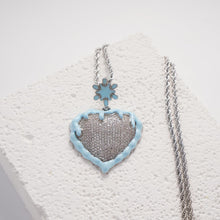 Load image into Gallery viewer, Iced Out Snow Frozen Heart Pendant Necklace for Men &amp; Women, 14K Gold Plated Micro Pave CZ Stone Jewelry, Hip Hop Pendant