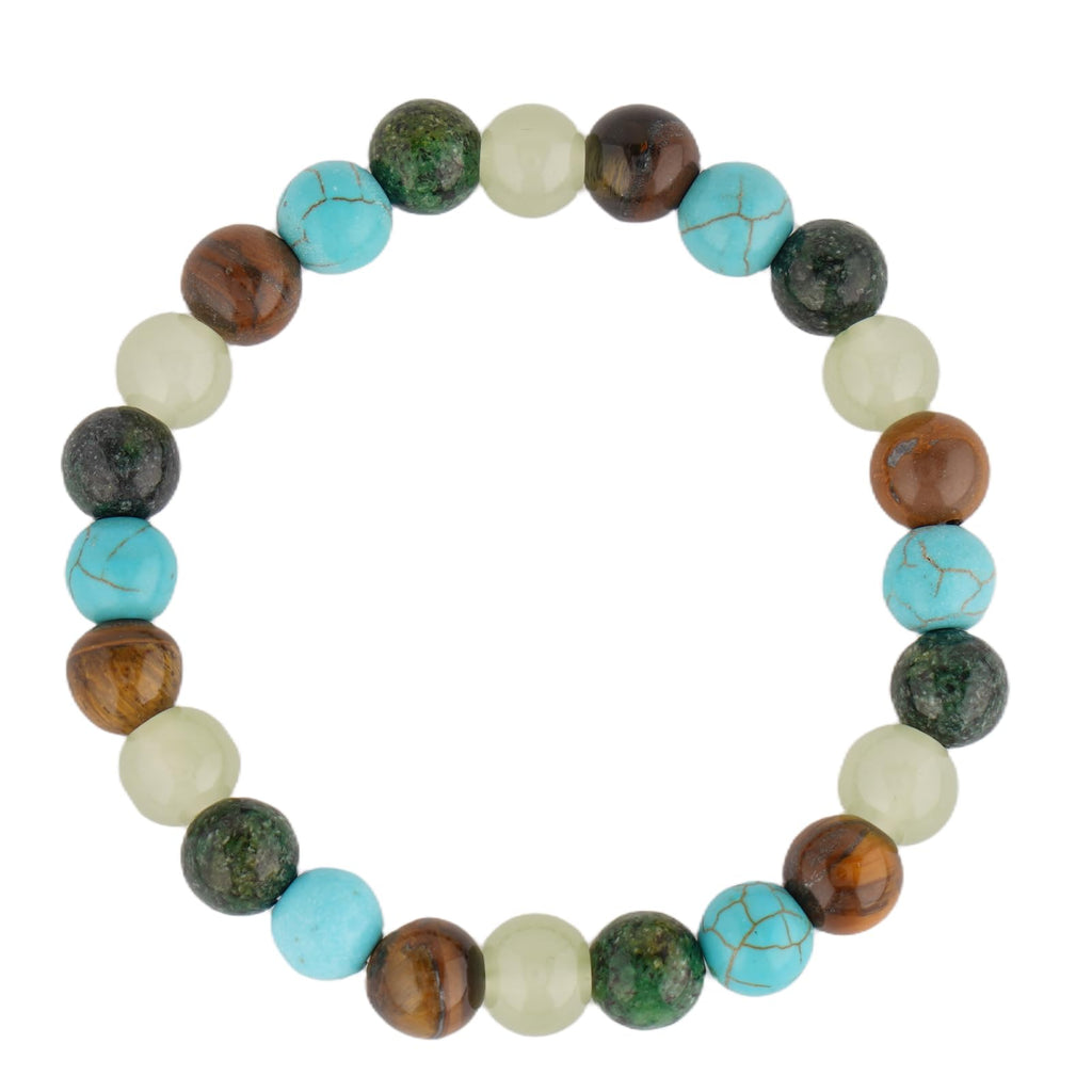 Natural Stone Healing Bracelet Set for Women & Men, Chakra Anxiety Relief Beaded Bracelets, Turquoise Gemstone Elastic Stretch Bracelet for Yoga Meditation, Unisex Spiritual Jewelry Gift