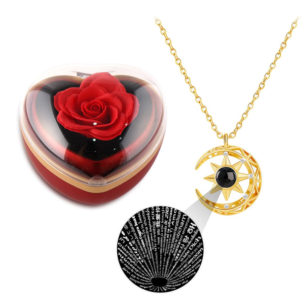 100 Languages I Love You Necklace for Women, Personalized Name Projection Pendant Jewelry, Customizable Romantic Gift for Mom Wife Girlfriend on Valentine's Day, Anniversary, Birthday