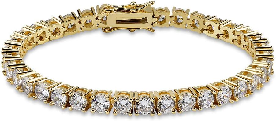 YOSZO 1 Row AAA Gold Silver All Iced Out Tennis Bling Lab Simulated Diamond Bracelet