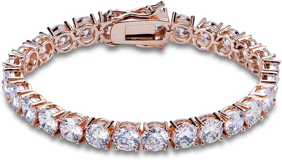 YOSZO 1 Row AAA Gold Silver All Iced Out Tennis Bling Lab Simulated Diamond Bracelet