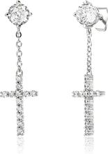 Charger l&#39;image dans la galerie, YOSZO Cross Hoop Dangle Earrings 14K Gold 5A+ Cubic Zirconia Cartilage Hypoallergenic Sterling Silver Cross Dangle Drop Earrings For Men Women