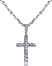 Carica l&#39;immagine nel visualizzatore di Gallery, YOSZO Cross Necklace for Men Gold Necklace for Women Gold Heart Cross Jewelry 14K Silver Plated Solid Iced Cubic Zirconia Stainless Steel Pendant Chain