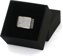 Laden Sie das Bild in den Galerie-Viewer, YOSZO 18k Gold Plated Hip Hop Iced Out Square Bling Ring Cubic Zirconia Statement Wedding Band Ring for Women Men