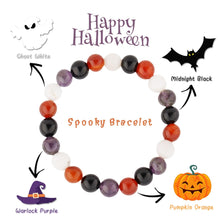 Load image into Gallery viewer, Halloween Beaded Bracelet, Natural Stone Beads in Halloween Charm, Elastic String for Easy Wear, Unisex Spooky Holiday Jewelry Gift for Adults &amp; Kids